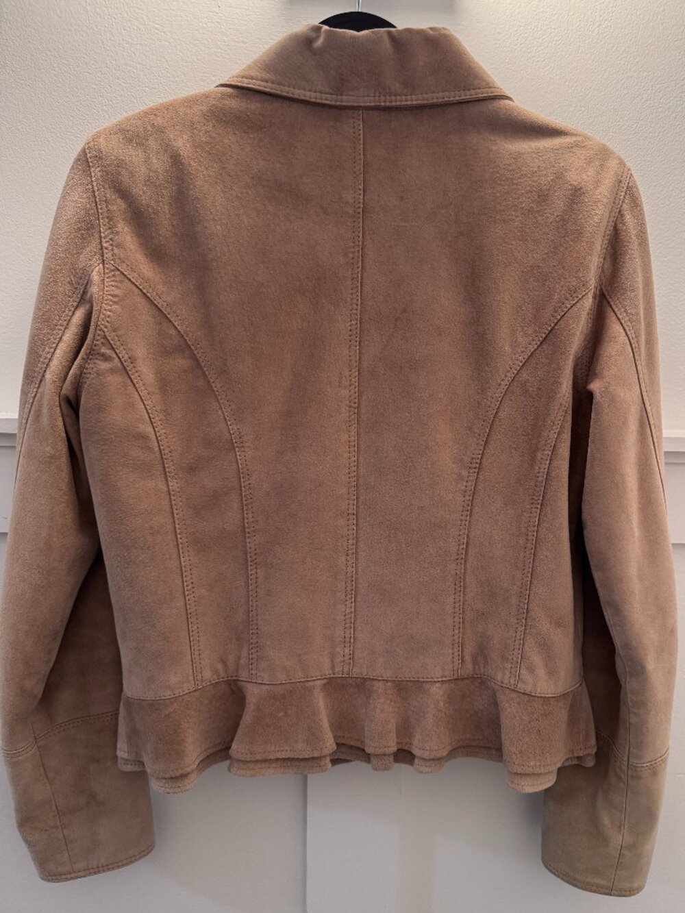 Elliott Lauren Tan Suede Jacket Button Front Cropped Blazer Size 8, Excellent - Picture 3 of 11